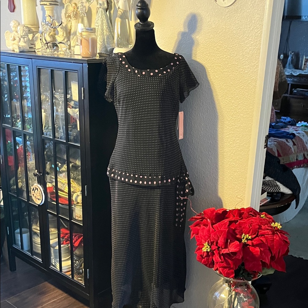 Dressbarn Black Dress with Pink Dots